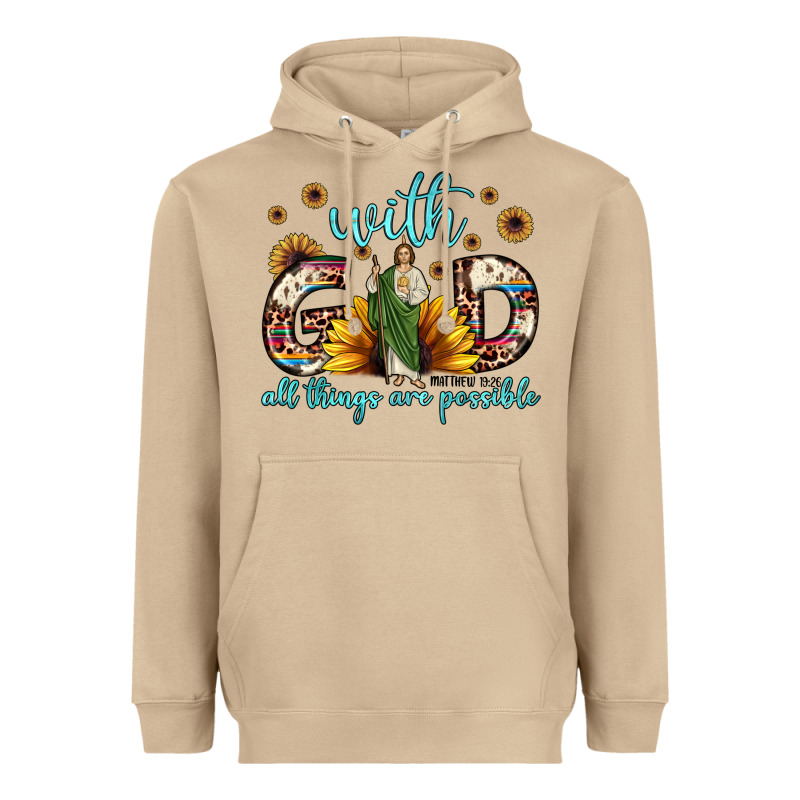 With God All Things Are Possible Matthew 19 26 Heavyweight Hoodie by JahusDesignShop | Teevron