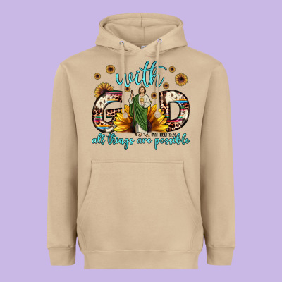 With God All Things Are Possible Matthew 19 26 Heavyweight Hoodie Designed By Jahusdesignshop