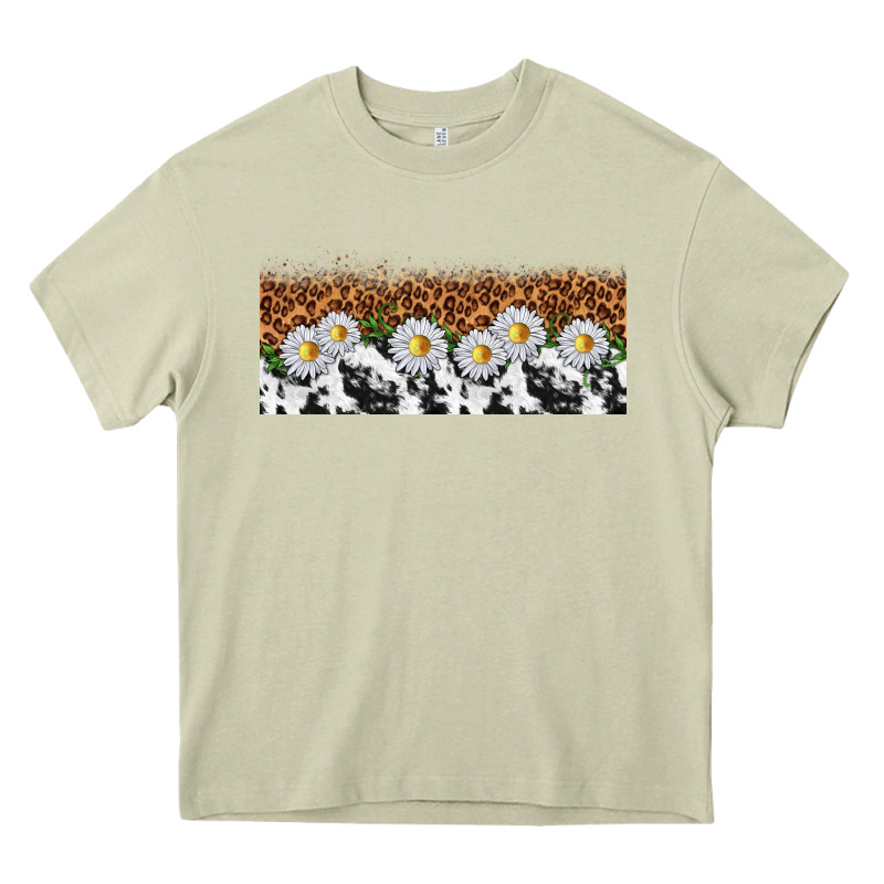Cowhide Leopard Daisies Heavy Core Tee by TumblerDesignByShophia | Teevron