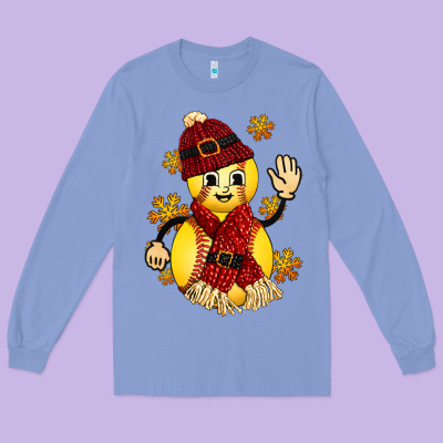 Softball Christmas With Hat And Glove Long Sleeve Tee Designed By Fadigitalartstudio