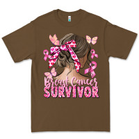 Cacao breast cancer survivor messy bun Premium Tee - CowGirlArtShop