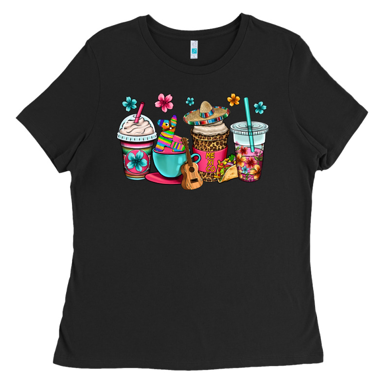 Mexico Fiesta Coffee Cups Ladies Tee by OliviaCreatesArt | Teevron