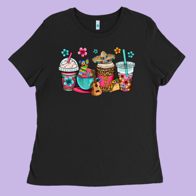 Mexico Fiesta Coffee Cups Ladies Tee Designed By Oliviacreatesart