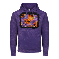 Cloud Purple halloween pumpkin and leopard background Vintage Hoodie - BundleAndBundleShop