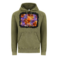 Vintage Olive halloween pumpkin and leopard background Vintage Hoodie - BundleAndBundleShop