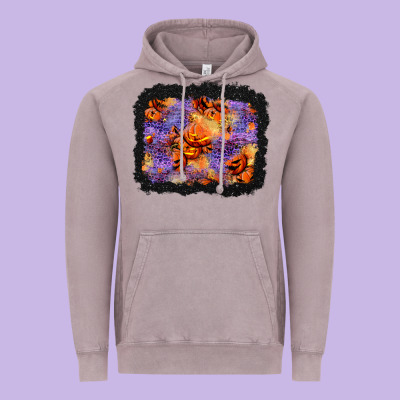 Halloween Pumpkin And Leopard Background Vintage Hoodie Designed By Bundleandbundleshop
