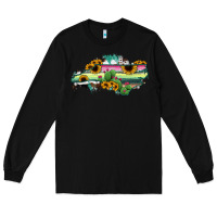 Black North Carolina Map Sunflower Cactus Serape Long Sleeve Tee - RanaPortraitStore