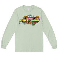 Matcha North Carolina Map Sunflower Cactus Serape Long Sleeve Tee - RanaPortraitStore