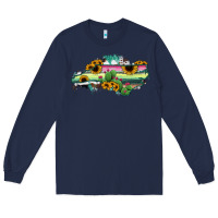 Navy North Carolina Map Sunflower Cactus Serape Long Sleeve Tee - RanaPortraitStore