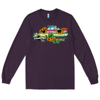 Plum North Carolina Map Sunflower Cactus Serape Long Sleeve Tee - RanaPortraitStore