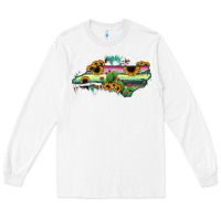 White North Carolina Map Sunflower Cactus Serape Long Sleeve Tee - RanaPortraitStore