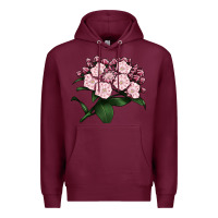 Burgundy Mountain Laurel Flower Illustrations Premium Hoodie - LillyAllenDesigns