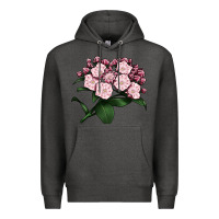 Charcoal Heather Mountain Laurel Flower Illustrations Premium Hoodie - LillyAllenDesigns