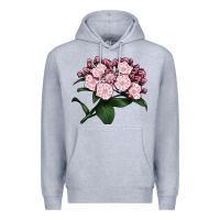 Heather Grey Mountain Laurel Flower Illustrations Premium Hoodie - LillyAllenDesigns
