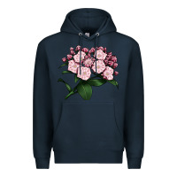 Navy Mountain Laurel Flower Illustrations Premium Hoodie - LillyAllenDesigns