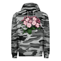 Slate Camo Mountain Laurel Flower Illustrations Premium Hoodie - LillyAllenDesigns