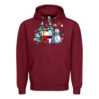 Burgundy dental christmas teeth and winter with snowman Zipper Hoodie - AdoDesignShop