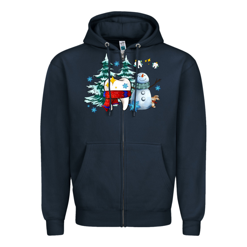Dental Christmas Teeth And Winter With Snowman Zipper Hoodie by AdoDesignShop | Teevron
