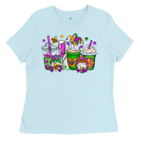 Baby Blue mardi gras gnomes coffee cups Ladies Tee - OliviaCreatesArt