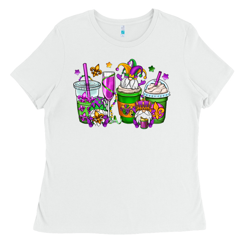 Mardi Gras Gnomes Coffee Cups Ladies Tee by OliviaCreatesArt | Teevron