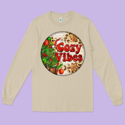 Cozy Vibes Long Sleeve Tee Designed By Fadigitalartstudio