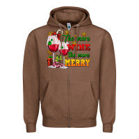 Chestnut The more wine the more merry Zipper Hoodie - AdoDesignShop