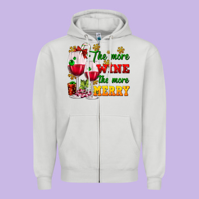 The More Wine The More Merry Zipper Hoodie Designed By Adodesignshop