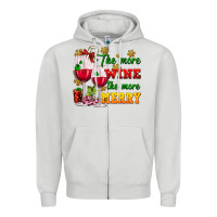 Dove Grey The more wine the more merry Zipper Hoodie - AdoDesignShop
