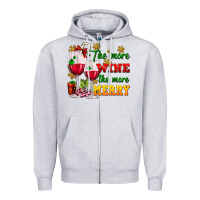 Heather Grey The more wine the more merry Zipper Hoodie - AdoDesignShop