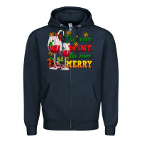 Navy The more wine the more merry Zipper Hoodie - AdoDesignShop