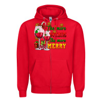 Red The more wine the more merry Zipper Hoodie - AdoDesignShop