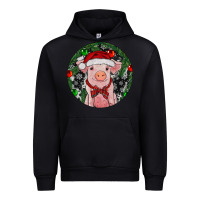 Black Sitting Pig Christmas Urban Hoodie - RanaPortraitStore