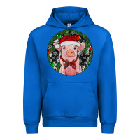 Cobalt Sitting Pig Christmas Urban Hoodie - RanaPortraitStore