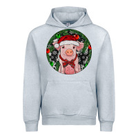 Heather Grey Sitting Pig Christmas Urban Hoodie - RanaPortraitStore