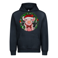 Navy Sitting Pig Christmas Urban Hoodie - RanaPortraitStore