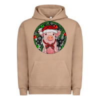 Pigment Burro Sitting Pig Christmas Urban Hoodie - RanaPortraitStore