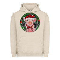 Pigment French Oak Sitting Pig Christmas Urban Hoodie - RanaPortraitStore