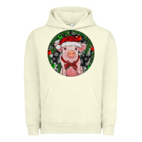 Pigment Pistachio Sitting Pig Christmas Urban Hoodie - RanaPortraitStore