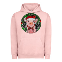 Pigment Salmon Sitting Pig Christmas Urban Hoodie - RanaPortraitStore