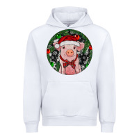 White Sitting Pig Christmas Urban Hoodie - RanaPortraitStore