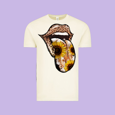 Leopard Sunflower Tongue Vintage Tee Designed By Jasminsmagicworld