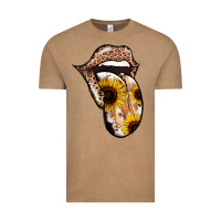 Vintage Coffee Leopard Sunflower Tongue Vintage Tee - Jasminsmagicworld