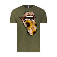 Vintage Olive Leopard Sunflower Tongue Vintage Tee - Jasminsmagicworld