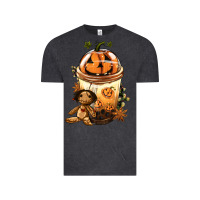 Vintage Black Halloween Jack O Lantern Bobba Cup Vintage Tee - FaDigitalArtStudio