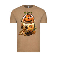 Vintage Coffee Halloween Jack O Lantern Bobba Cup Vintage Tee - FaDigitalArtStudio
