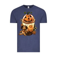 Vintage Denim Halloween Jack O Lantern Bobba Cup Vintage Tee - FaDigitalArtStudio