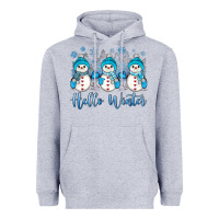 Heather Grey snowman hello winter Heavyweight Hoodie - JahusDesignShop
