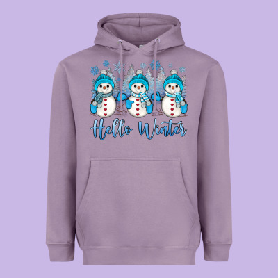 Snowman Hello Winter Heavyweight Hoodie Designed By Jahusdesignshop