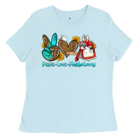Baby Blue peace love phlebotomy Ladies Tee - OliviaCreatesArt