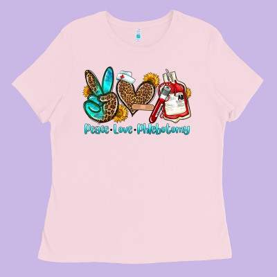 Peace Love Phlebotomy Ladies Tee Designed By Oliviacreatesart